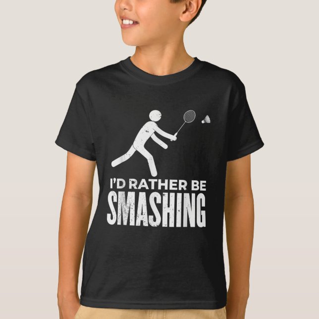 Camiseta Badminton de Boneco de Palito - Eu Preferiria Esta (Frente)