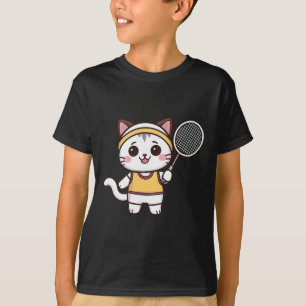 Camiseta Badminton Engraçado Gato Mulheres Raparigas Badmin