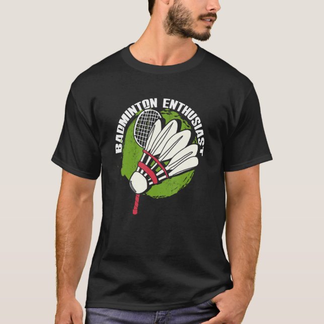Camiseta Badminton Entusiasta Racket Shuttlecock Badminton (Frente)