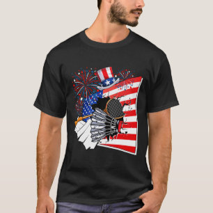 Camiseta Badminton Equipment Figurume American Flag 4th Of 