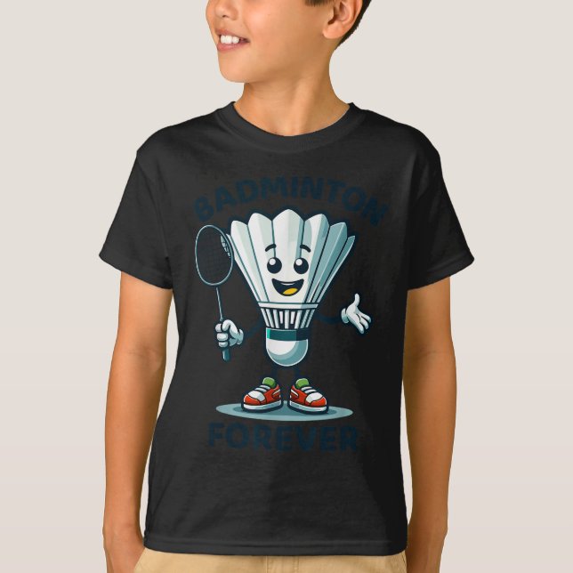 Camiseta Badminton Forever Cartoon Shuttle E Racket Graph (Frente)