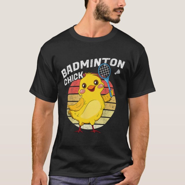 Camiseta Badminton Pintinho Retro Chicken Birdie Women Badm (Frente)