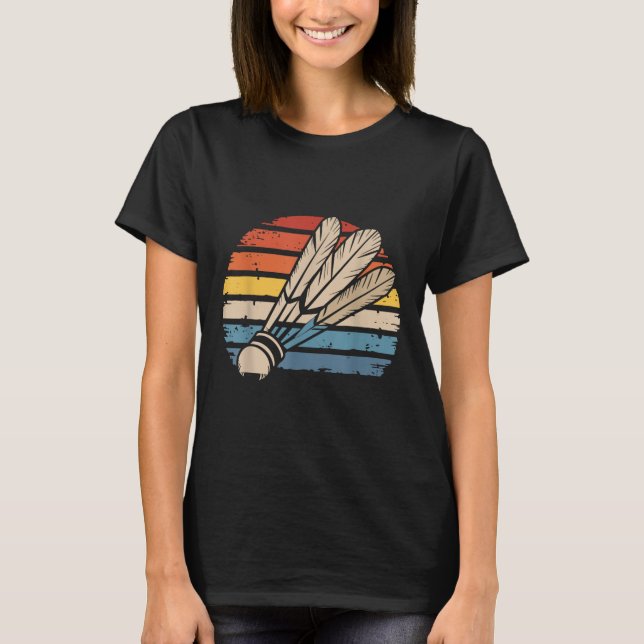 Camiseta Badminton Shuttle Sunset Engraçado Engraçado Shutt (Frente)