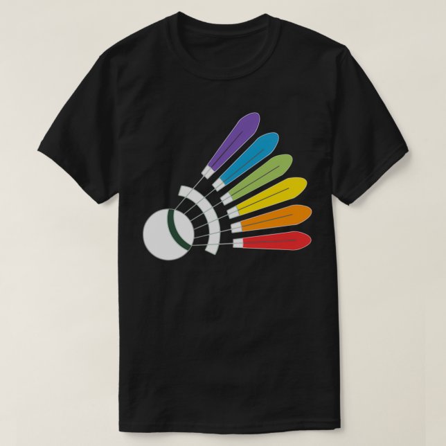 Camiseta Badminton Shuttlecock Rainbow com Um Badminton Dre (Frente do Design)