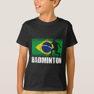 Camiseta Badminton Sport, Retro Brasil Flag, Brasileiro