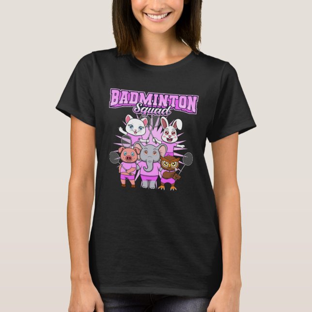 Camiseta Badminton Squad Cute Animals Shuttlecock (Frente)