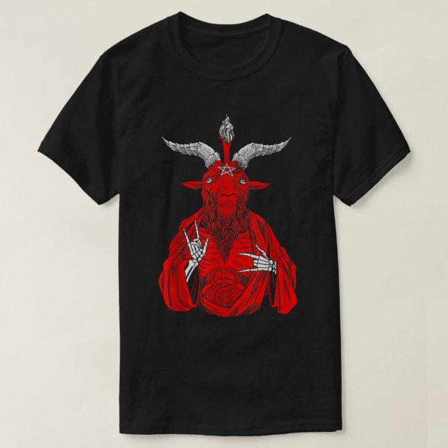Camiseta Bafoma da Satã de Cabra Anti-Cristo para Athei (Frente do Design)