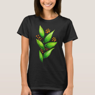 Camiseta Bagas abstratas da laranja da planta verde da