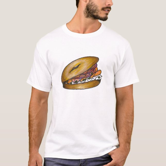 Camiseta Bagel c/ Cream Queijo e Lox Bagels Teto Café da Ma (Frente)