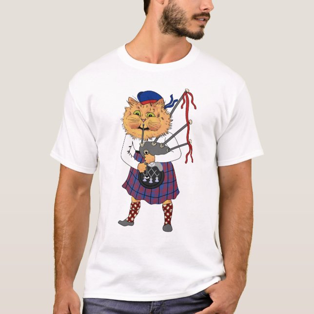 Camiseta Bagpipe Jogando Gato Escocês (Frente)