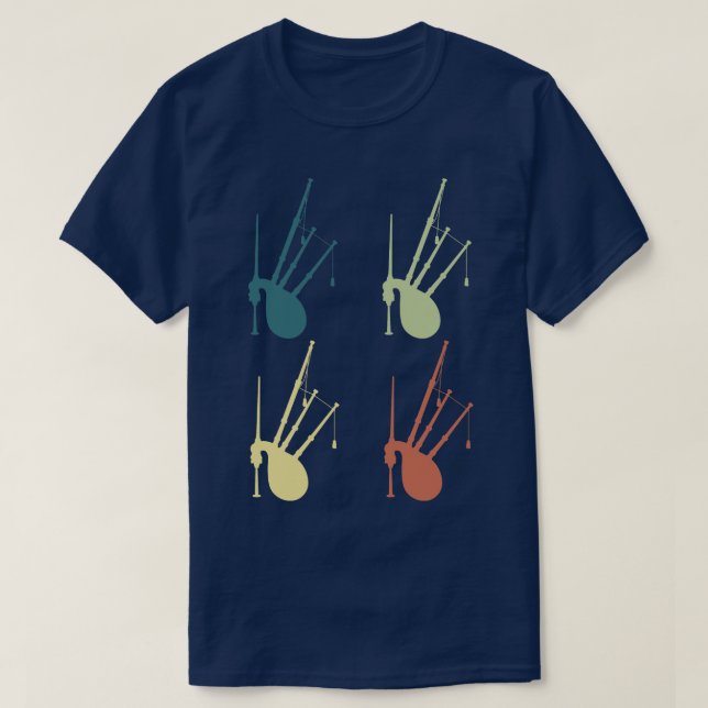 Camiseta Bagpipe Retro (Frente do Design)