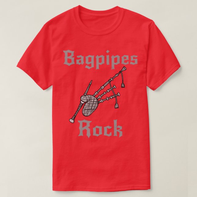 Camiseta Bagpipe Rock Scottish Musical Rock Gótico (Frente do Design)