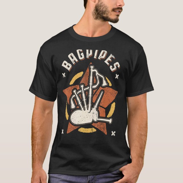 Camiseta Bagpipe Vintage Retro Classic Music (Frente)