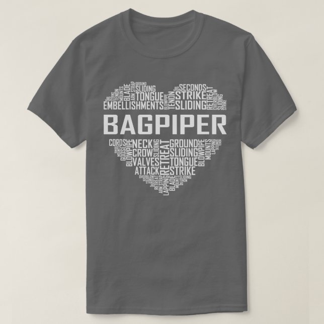 Camiseta Bagpiper Heart (Frente do Design)