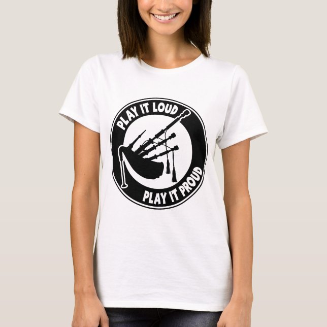 CAMISETA BAGPIPES: JOGUE-O RUIDOSAMENTE (Frente)