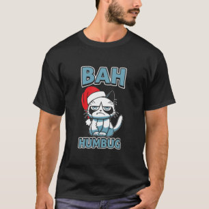 Camiseta Bah Humbug Cat Papai Noel Anti Xmas Scrooge Grumpy