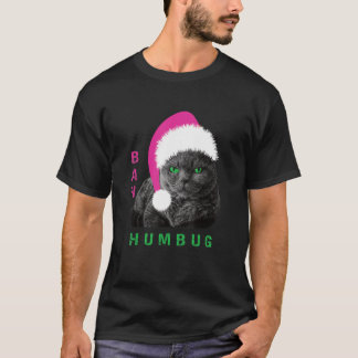 Camiseta Bah Humbug Cat Santa Hat Feriado de Natal_1