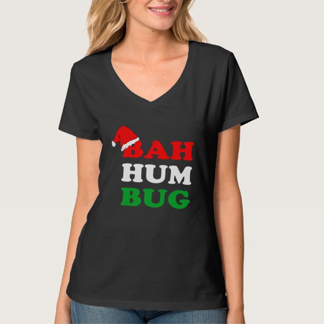 Camiseta Bah Humbug  Christmas Santa Hat Bah Hum Bug (Frente)