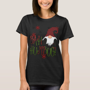Camiseta Bah Humbug Gnome Red Xadrez Grumpy Holiday Christm
