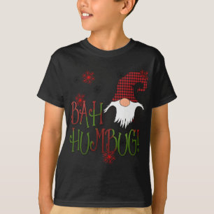 Camiseta Bah Humbug Gnome Red Xadrez Grumpy Holiday Christm