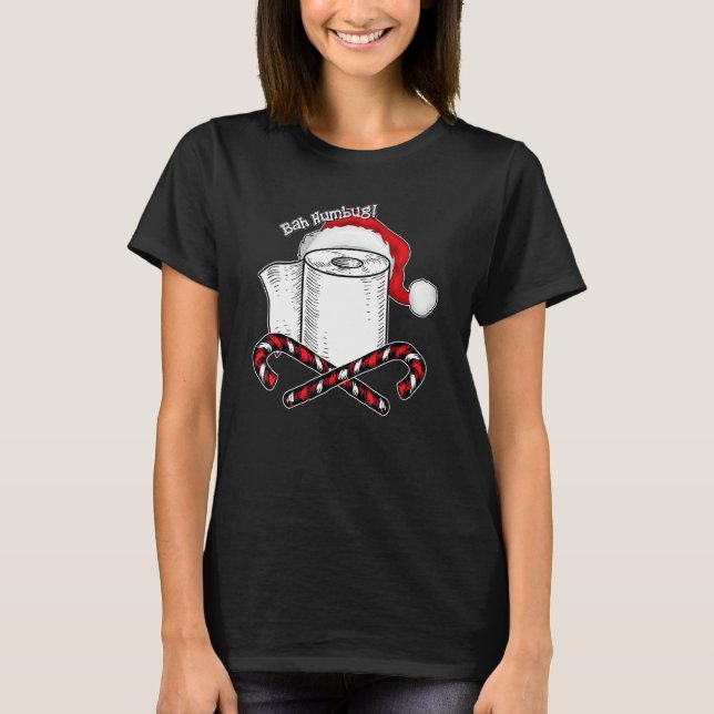 Camiseta Bah Humbug Toilet Paper Santa Hat Candy Cane Chris (Frente)