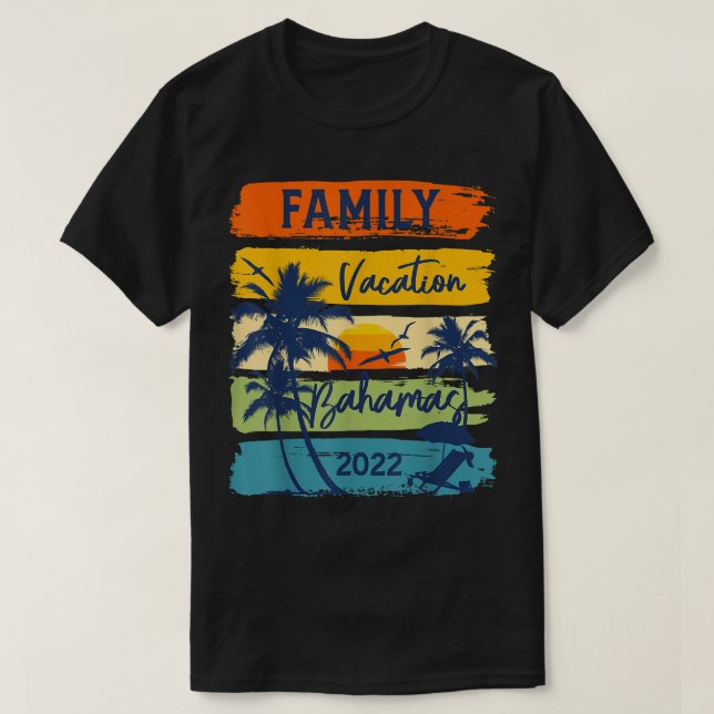 Camiseta Bahamas 2022 Grupo de Férias Familiares Caribe Cor (Frente do Design)