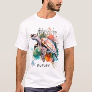 Camiseta Bahamas Assento Tartaruga Bandeira Bahamiana Praia