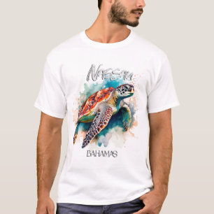 Camiseta Bahamas Assento Tartaruga Bandeira Bahamiana Praia