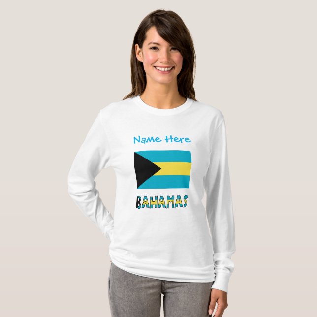 Camiseta Bahamas Bahamas Bandeira Personalização Azul (Frente Completa)