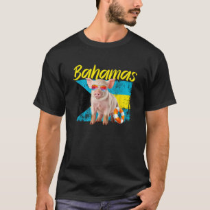 Camiseta Bahamas Nadando Porco Férias de Verão Praia Souven