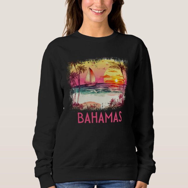 Camiseta Bahamas Palm Tree Beach Vacation Summer and Surf (Frente)