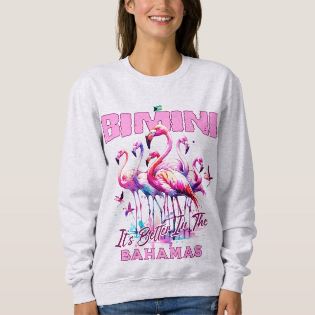 Camiseta Bahamas Souvenir Gift: Bimini Bahamas Flamingo (Frente)