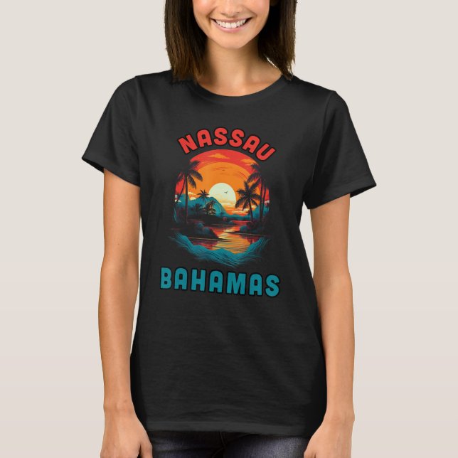 Camiseta Bahamas Tropical Sunset beach Souvenir Vacation (Frente)
