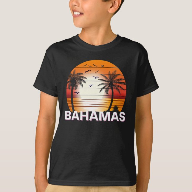 Camiseta Bahamas Vintage Palm Trees Summer Beach (Frente)