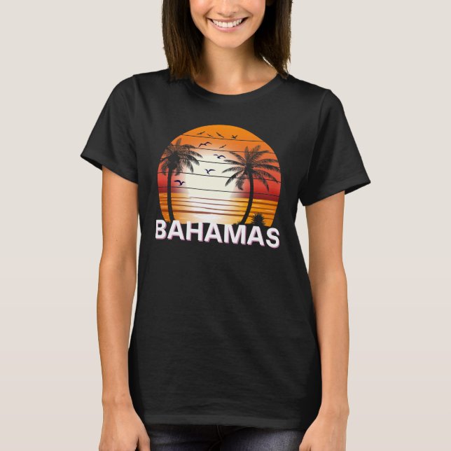 Camiseta Bahamas Vintage Palm Trees Summer Beach (Frente)