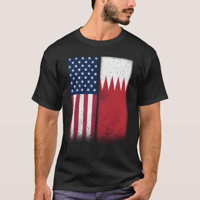 Camiseta Bahrain Bahraini American Flags Proud USA Bahrain (Frente)