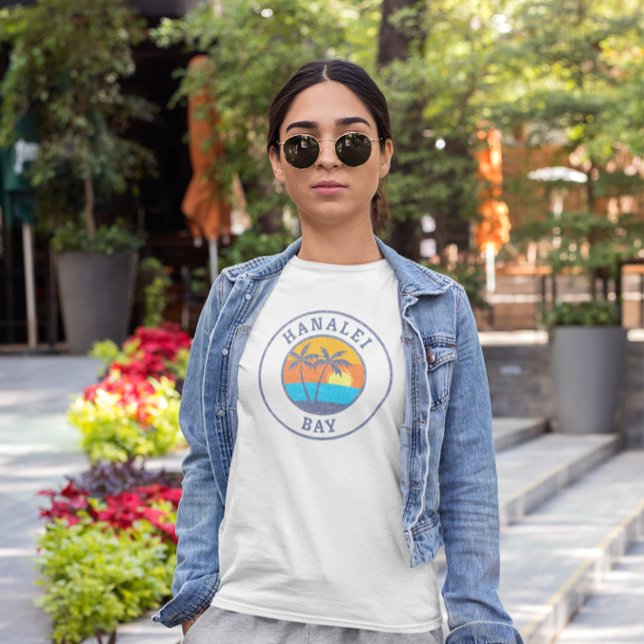 Camiseta Baía de Hanalei, Estilo Clássico Desvanecido em Ka (Criador carregado)