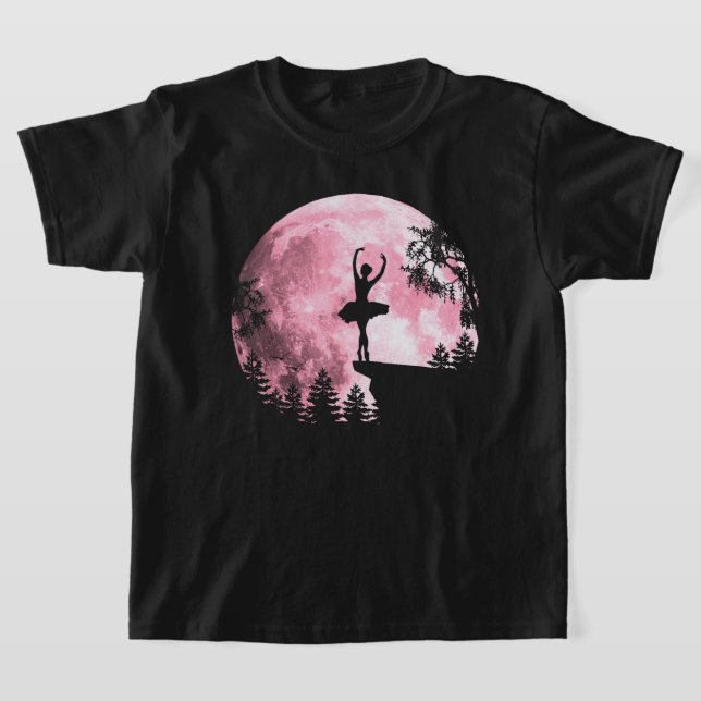 Camiseta Bailarina Dançando Lua Cheia Rosa Mulher Menina (Postura )
