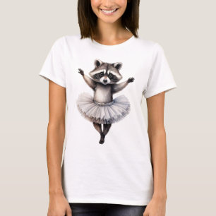 Camiseta Bailarina de guaxinim fofa dançando ballet