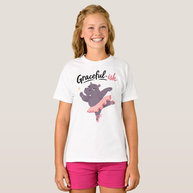 Camiseta Bailarina de Hipopótamo Graciosa-ish (Frente Completa)