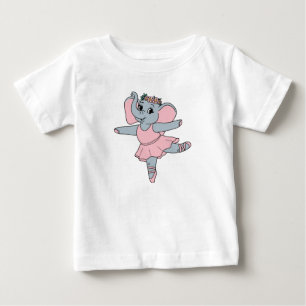 Camiseta Bailarina Elefante Dançante Arte Animal Rosa Balle