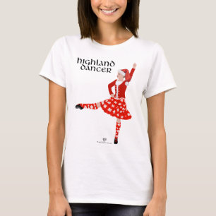 Camiseta Bailarina Escocesa das Terras Altas de Natal Verme