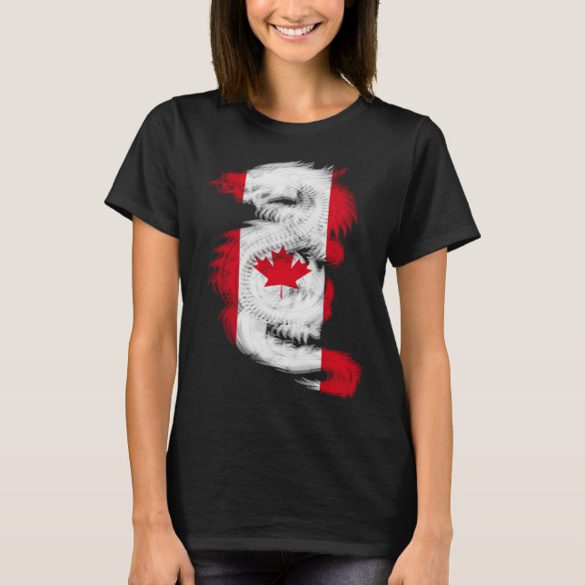 Camiseta Bailes de dragão trippy EDM techno Canadá Canadia (Frente)
