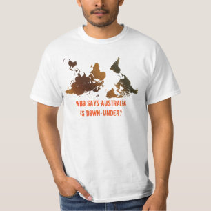 Camiseta BAIXO DE CÁ PARA BAIXO MUNDO ENGRAÇADO MAPA T-Sh