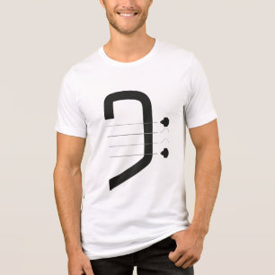 Camiseta baixo de logotipo clave e guitarra