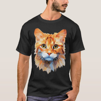 Camiseta Baixo gato poli - gato laranja na arte do polígono