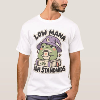 Camiseta Baixo Mana Altos Padrões Cozy Frog Wizard