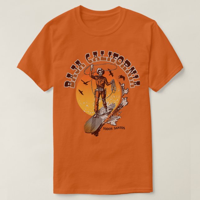 Camiseta Baja Surfing Cowboy (Frente do Design)