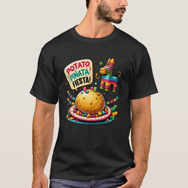 Camiseta Baked Potato Pinata 5 de Maio Festa Amante de Bata (Frente)