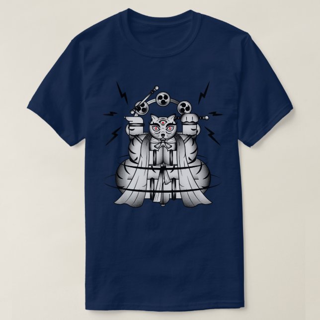 Camiseta Bakeneko with Raijin Drums Japanese Monster Cat Ha (Frente do Design)